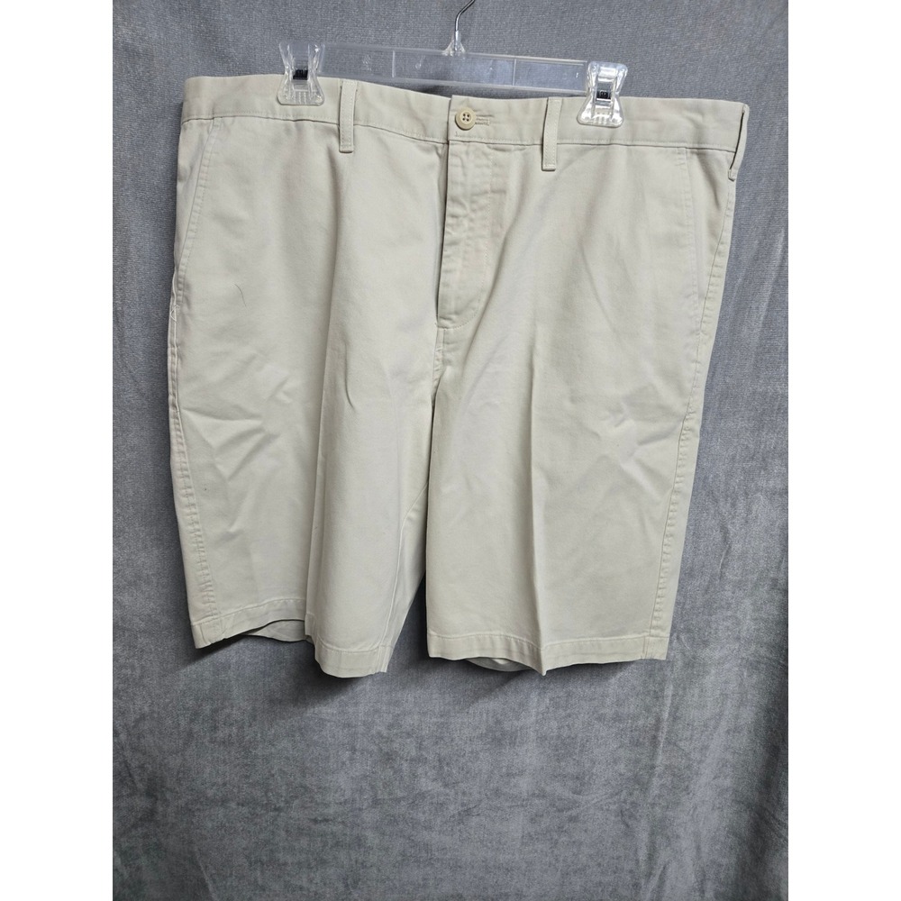 Eddie Bauer Mens Khaki Chino Shorts‎ Beige Cotton Twill Flat Front Size 40